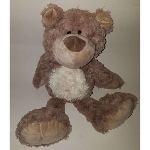 Checkered Fun Brown Teddy Bear Plush Lovey Stuffed Animal Toy Soft